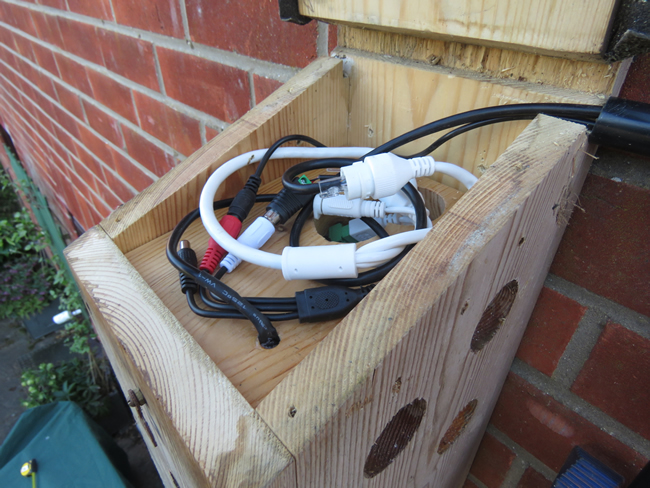 Bird box showing the microphone wiring