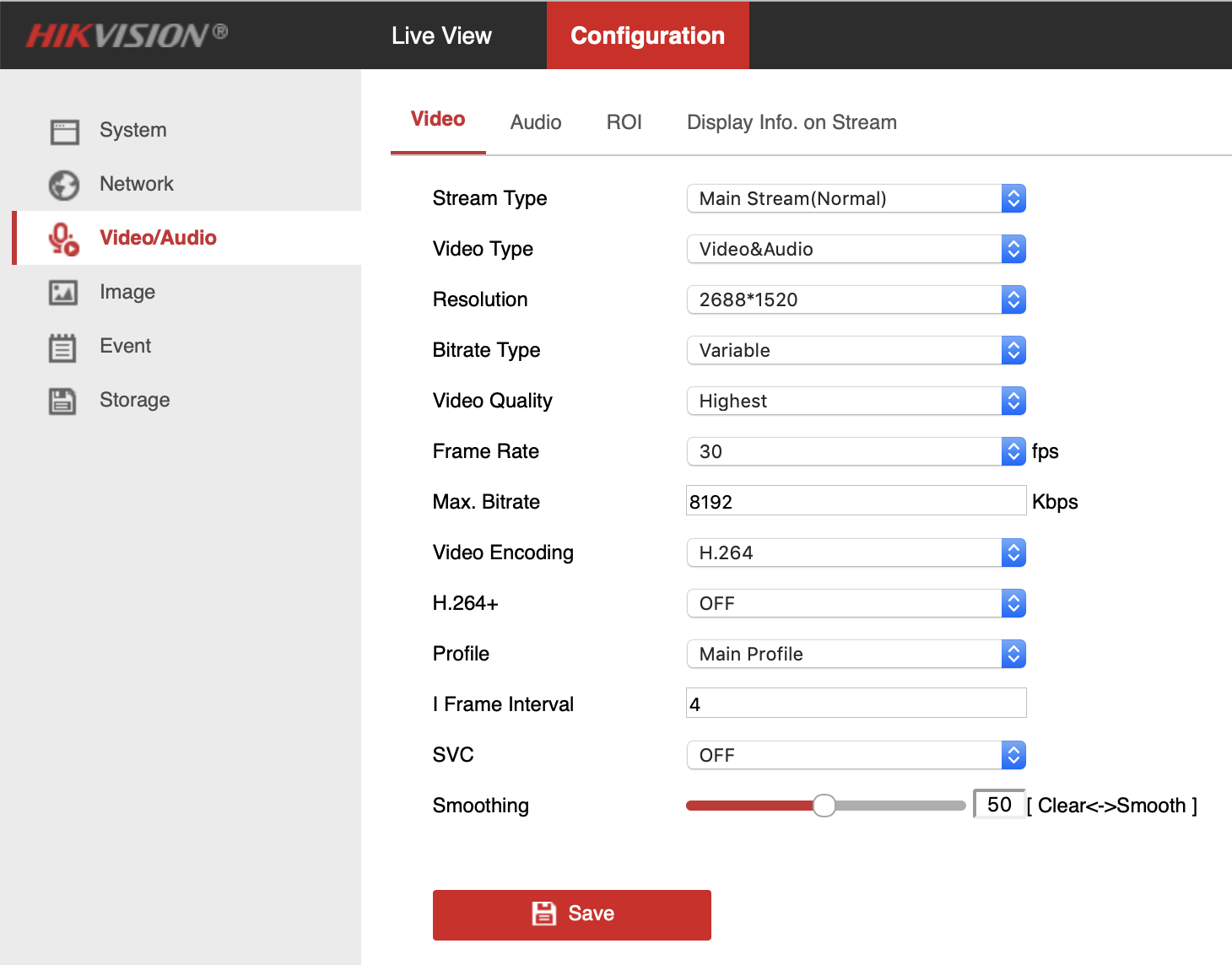 Hikvsion Video settings
